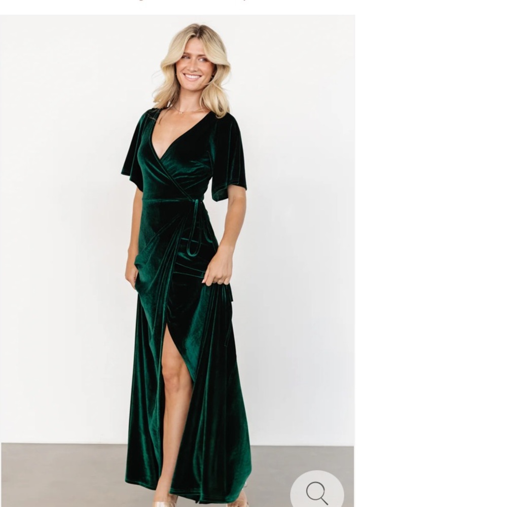 Baltic Born Emerald Green Velvet Wrap Maxi Dress